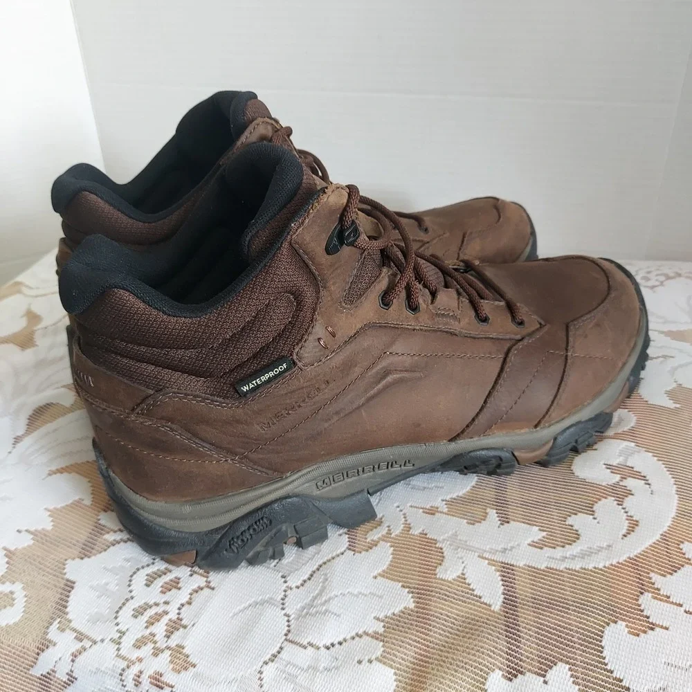 Merrell Mens Forestbound Mid Waterproof Hiking Boots Brown Leather J91819 Sz 13